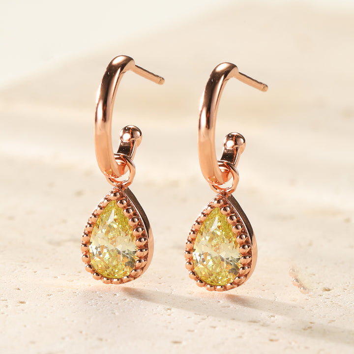 Boucles d’Oreilles Creoles Birthstone Peridot Aout Argent Sterling