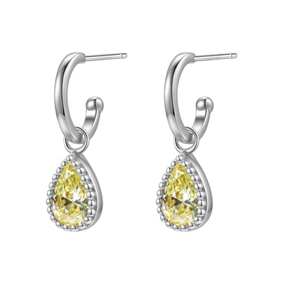 Boucles d’Oreilles Creoles Birthstone Peridot Aout Sterling Argent