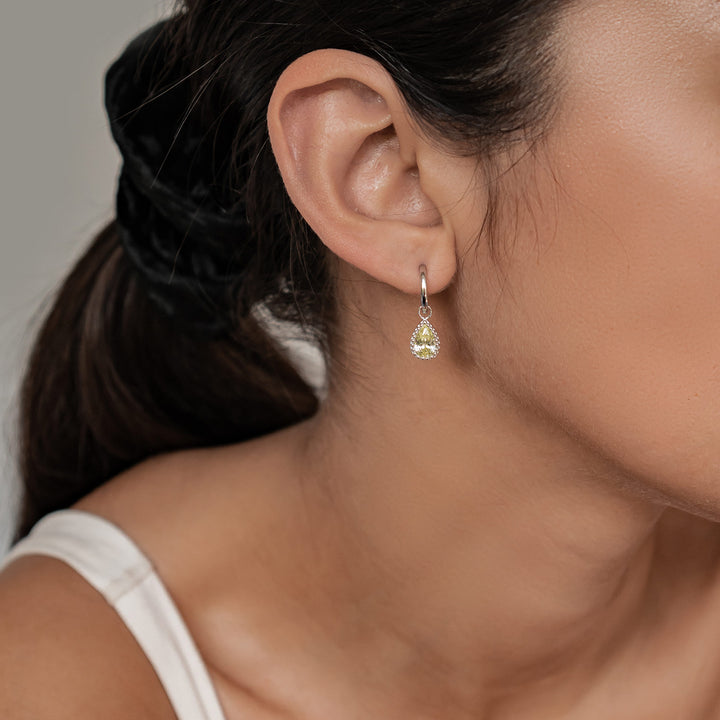 Boucles d’Oreilles Creoles Birthstone Peridot Aout Argent Sterling