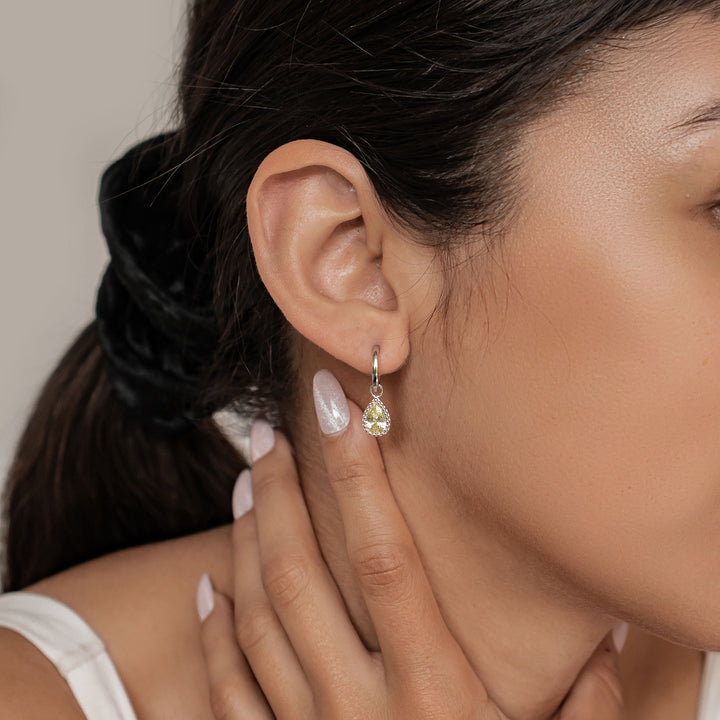 Boucles d’Oreilles Creoles Birthstone Peridot Aout Argent Sterling