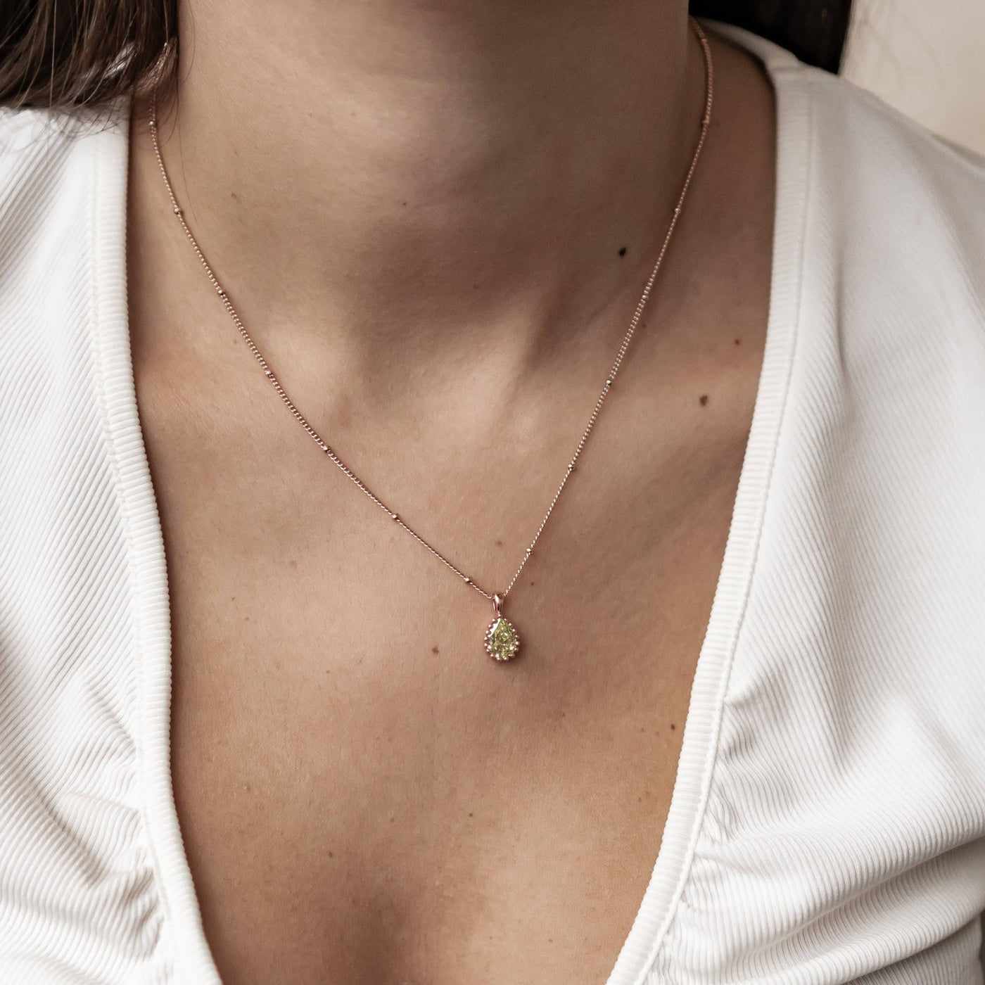 August Peridot Birthstone Necklace Sterling Silver