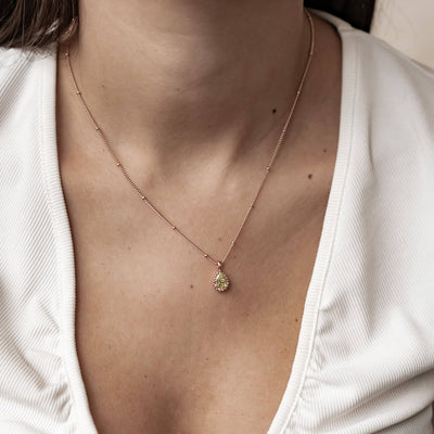 August Peridot Birthstone Necklace Sterling Silver
