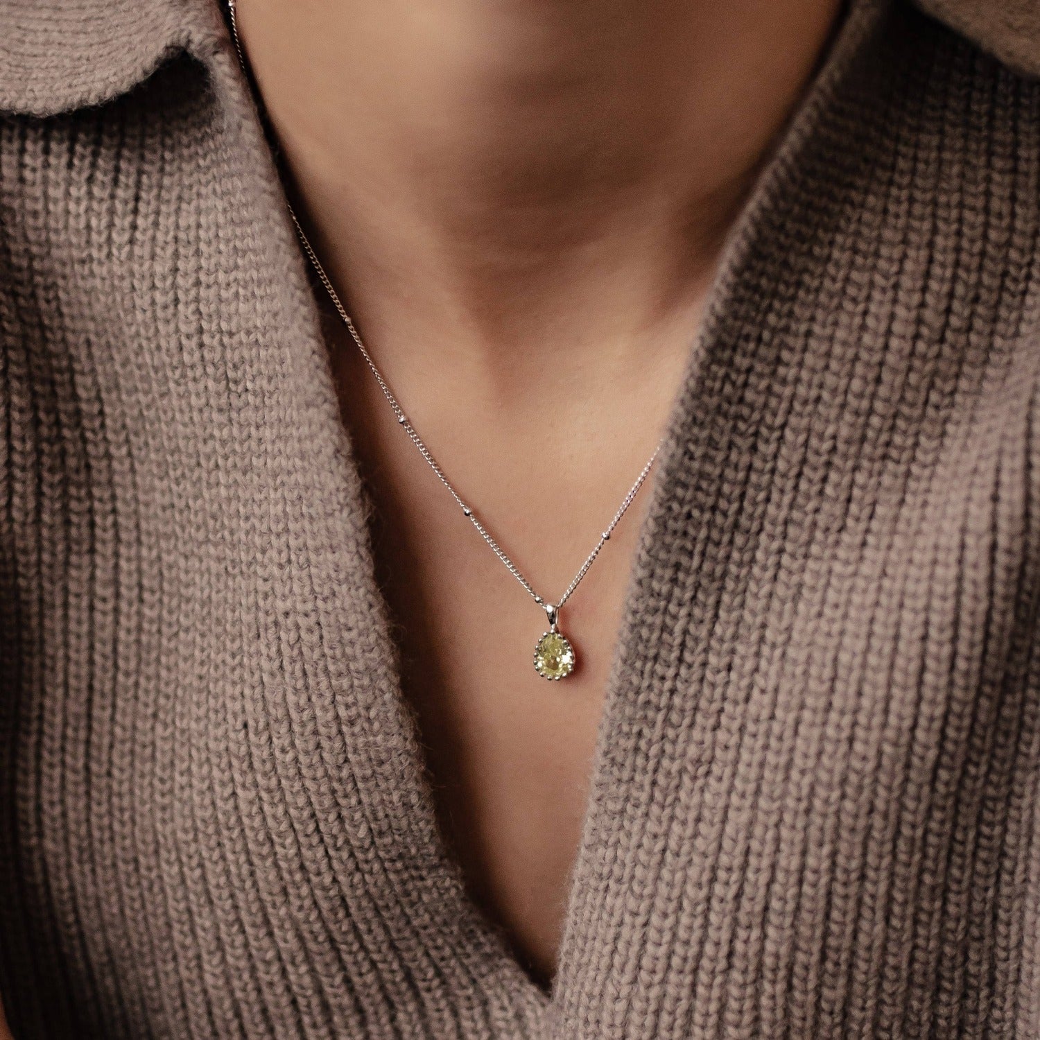 Collar Birthstone Agosto Peridoto Plata de Ley 925