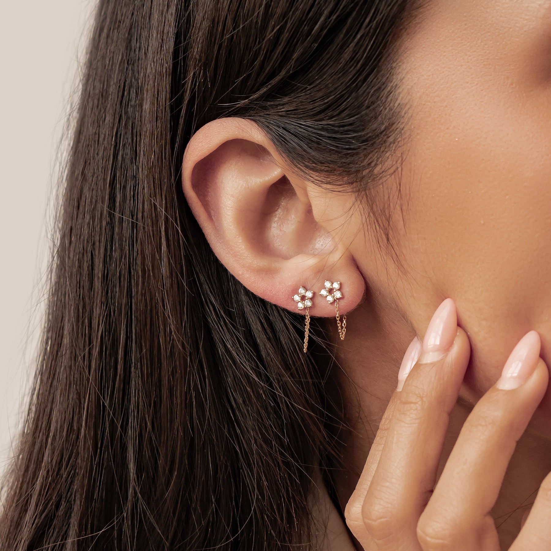 Pendientes Cadena Transformación Oro 14K