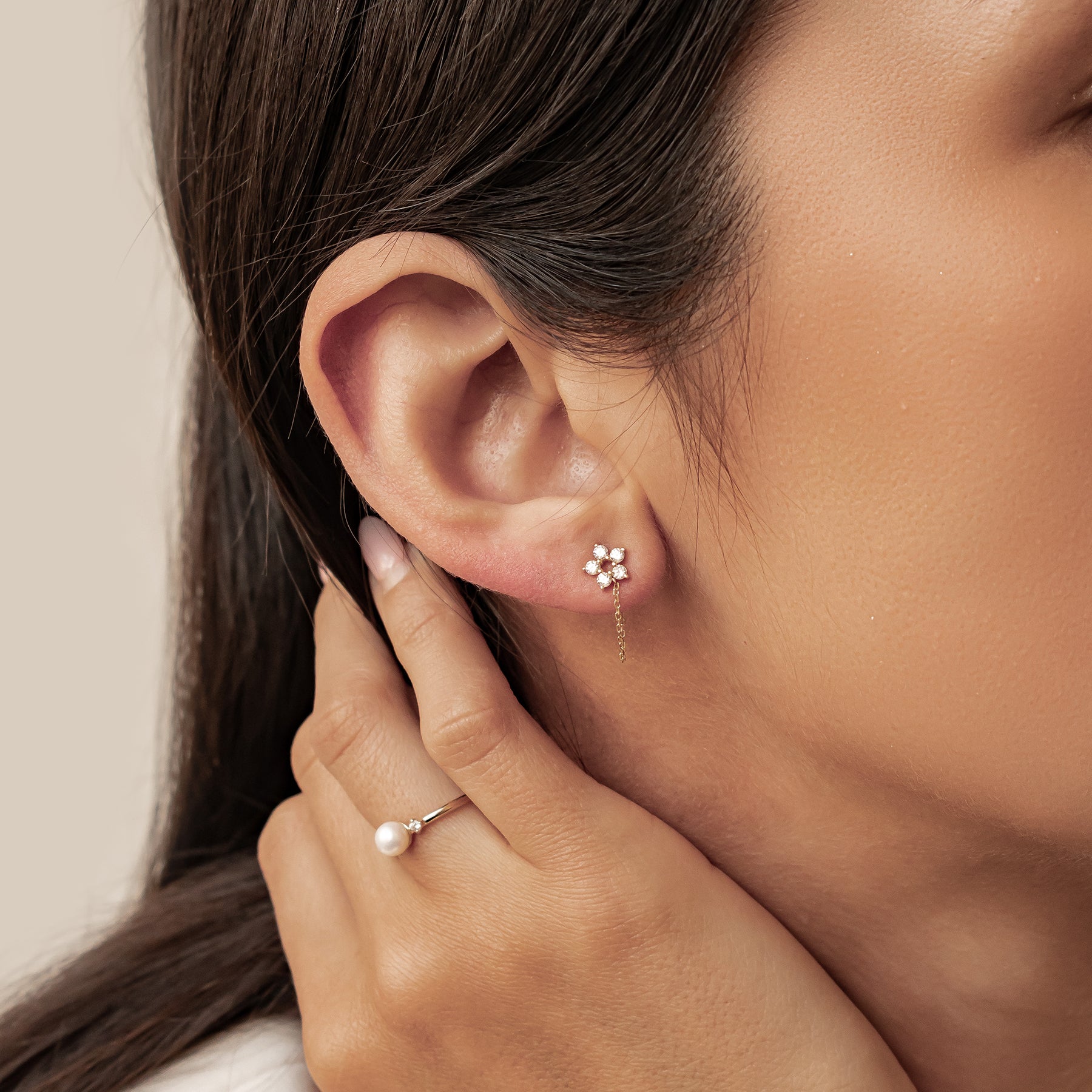 Pendientes Cadena Transformación Oro 14K