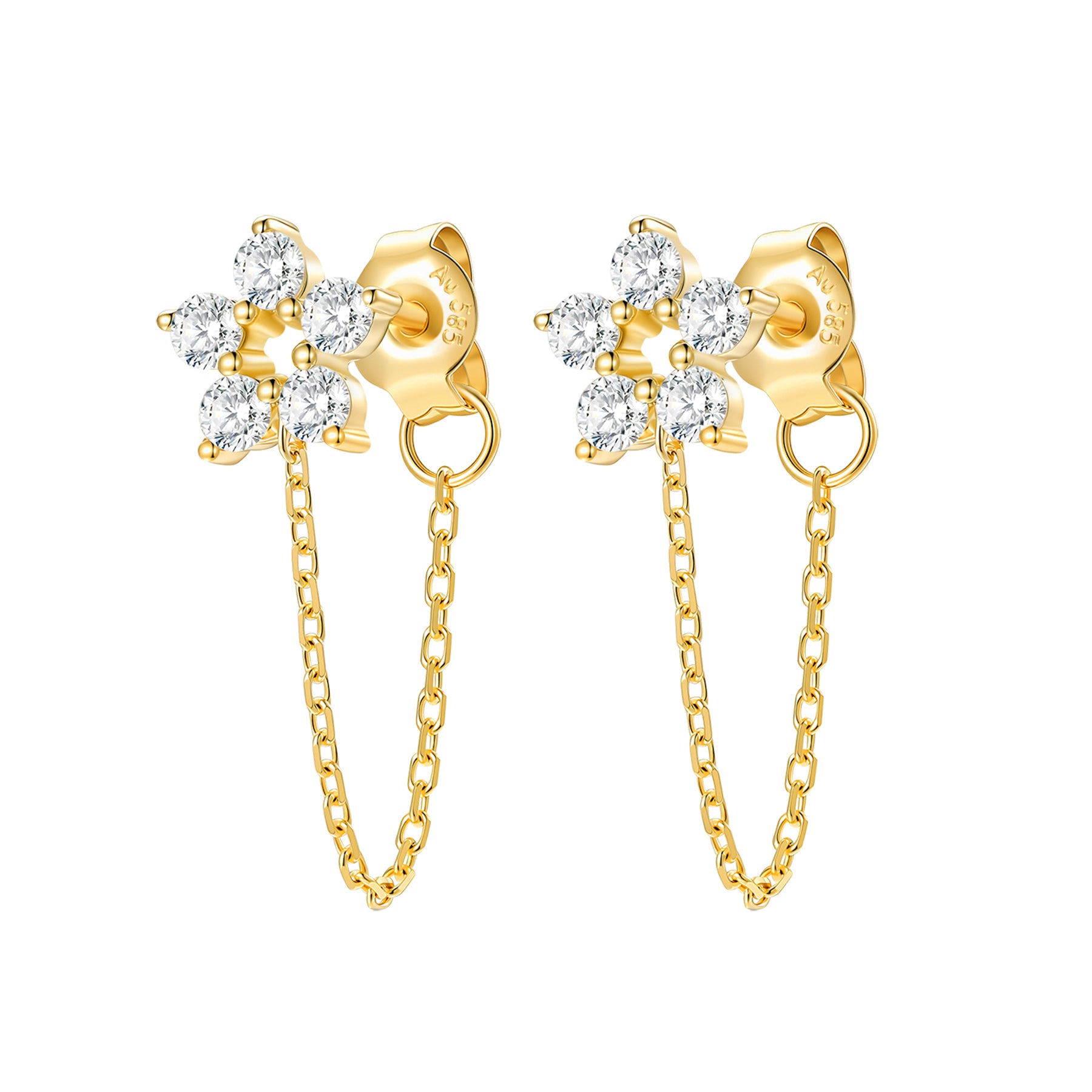 Pendientes Cadena Transformación Oro 14K