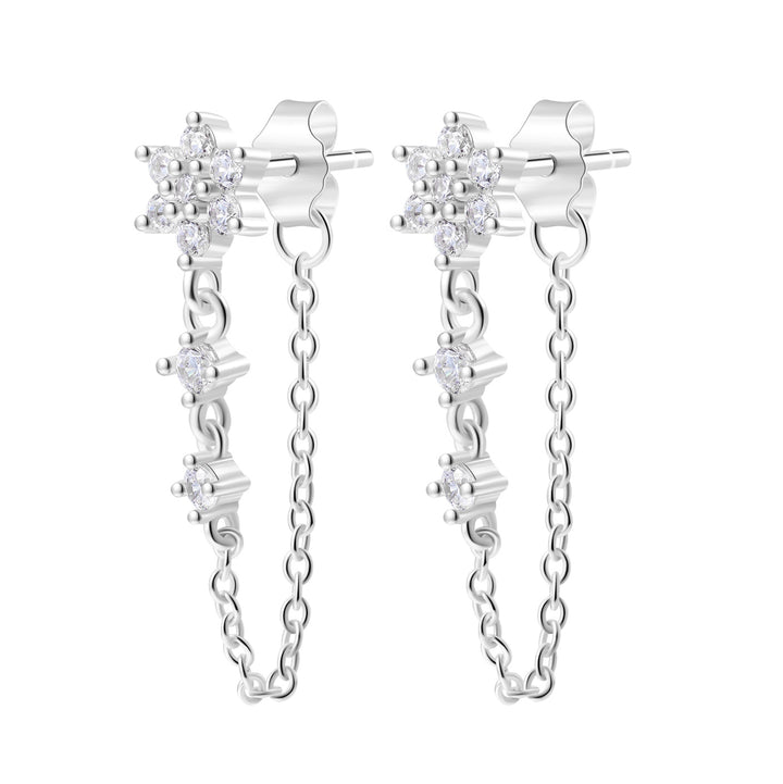 Blüte Ohrstecker im Kettendesign aus Sterlingsilber