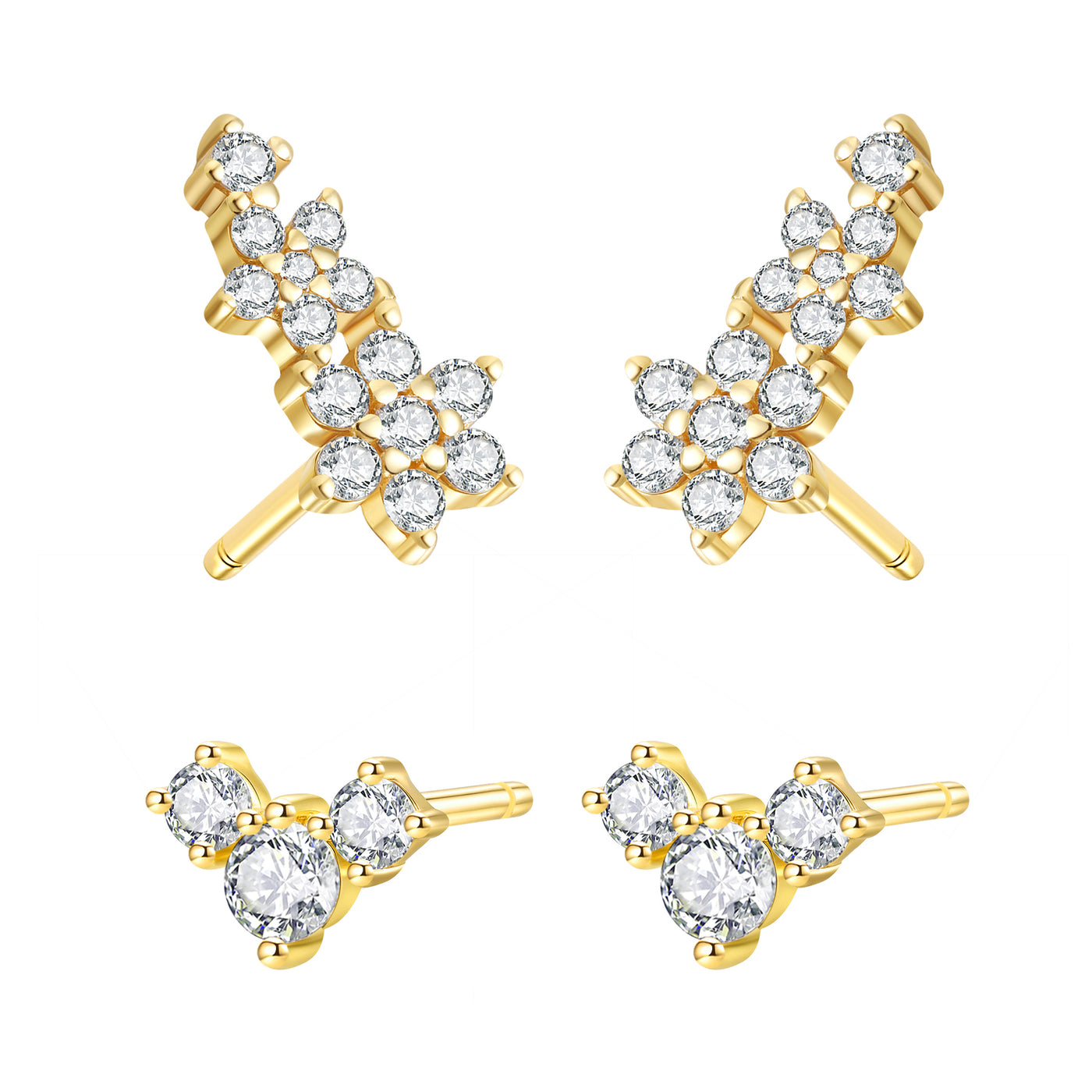 Blühendes Blumen Ohrring-Set Sterling Silber