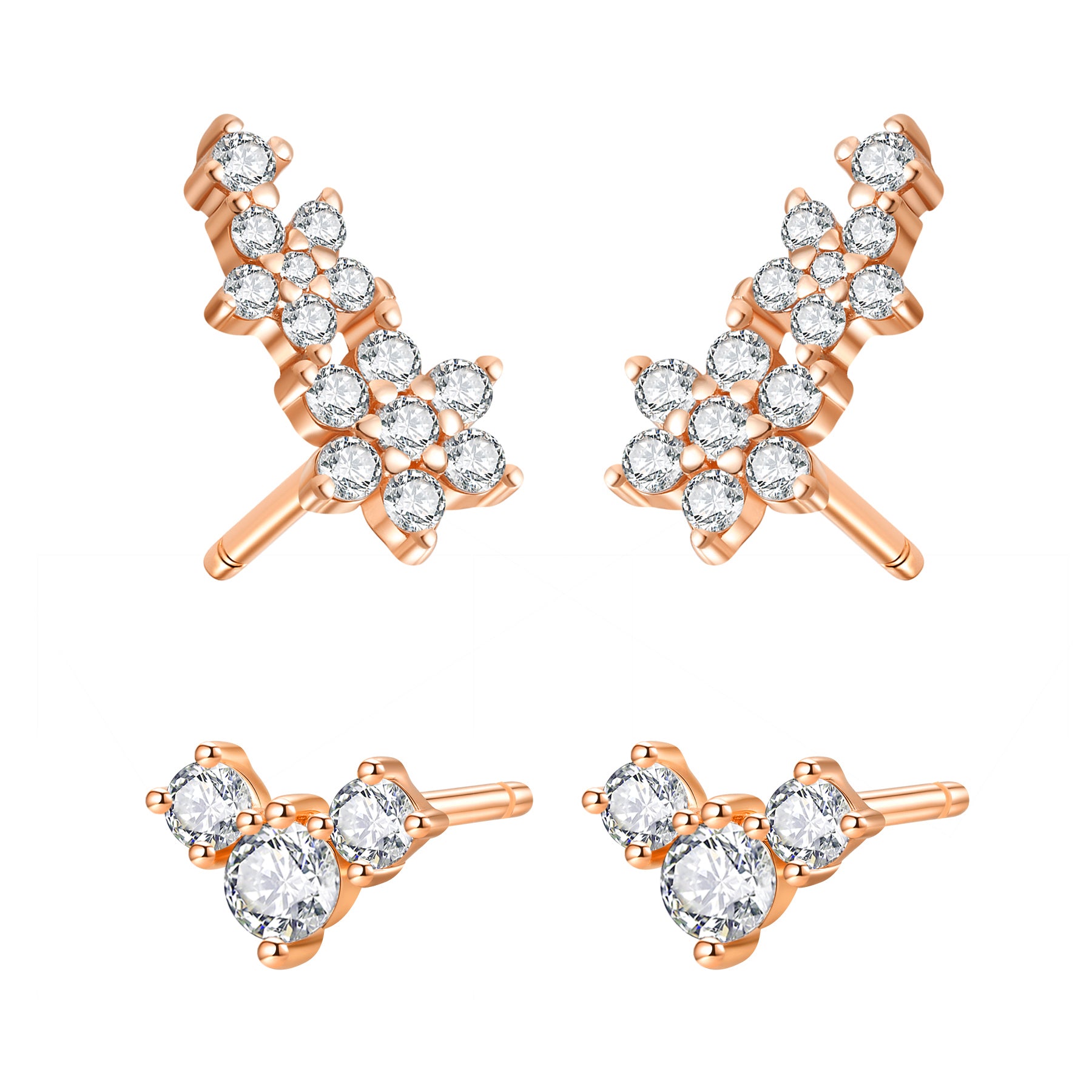 Blooming Flower Earring Set Sterling Silver