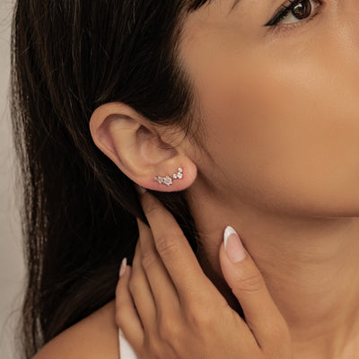 Blühendes Blumen Ohrring-Set Sterling Silber