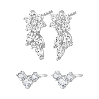 Blooming Flower Earring Set Sterling Silver