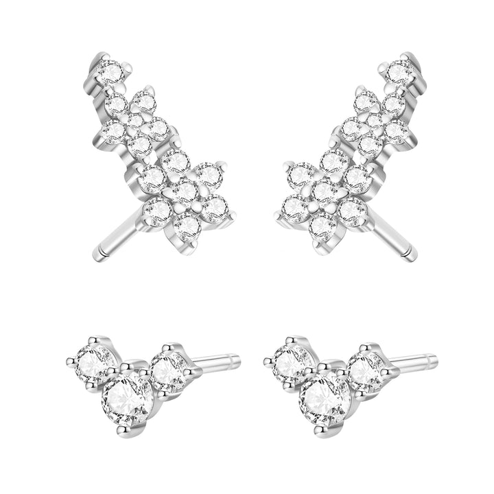 Conjunto de Pendientes Flor en Flor Plata de Ley 925