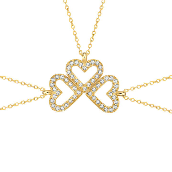 Bond Heart Three Crystal Necklace Set Waterproof