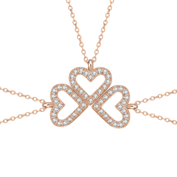 Bond Heart Three Crystal Necklace Set Waterproof