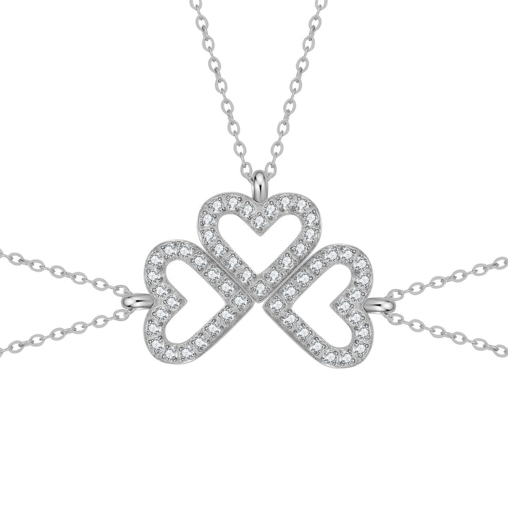 Bond Heart Three Crystal Necklace Set Waterproof