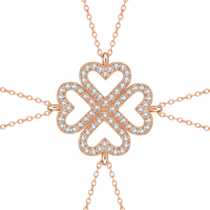 Bond Hearts Four Crystal Necklace Set Waterproof