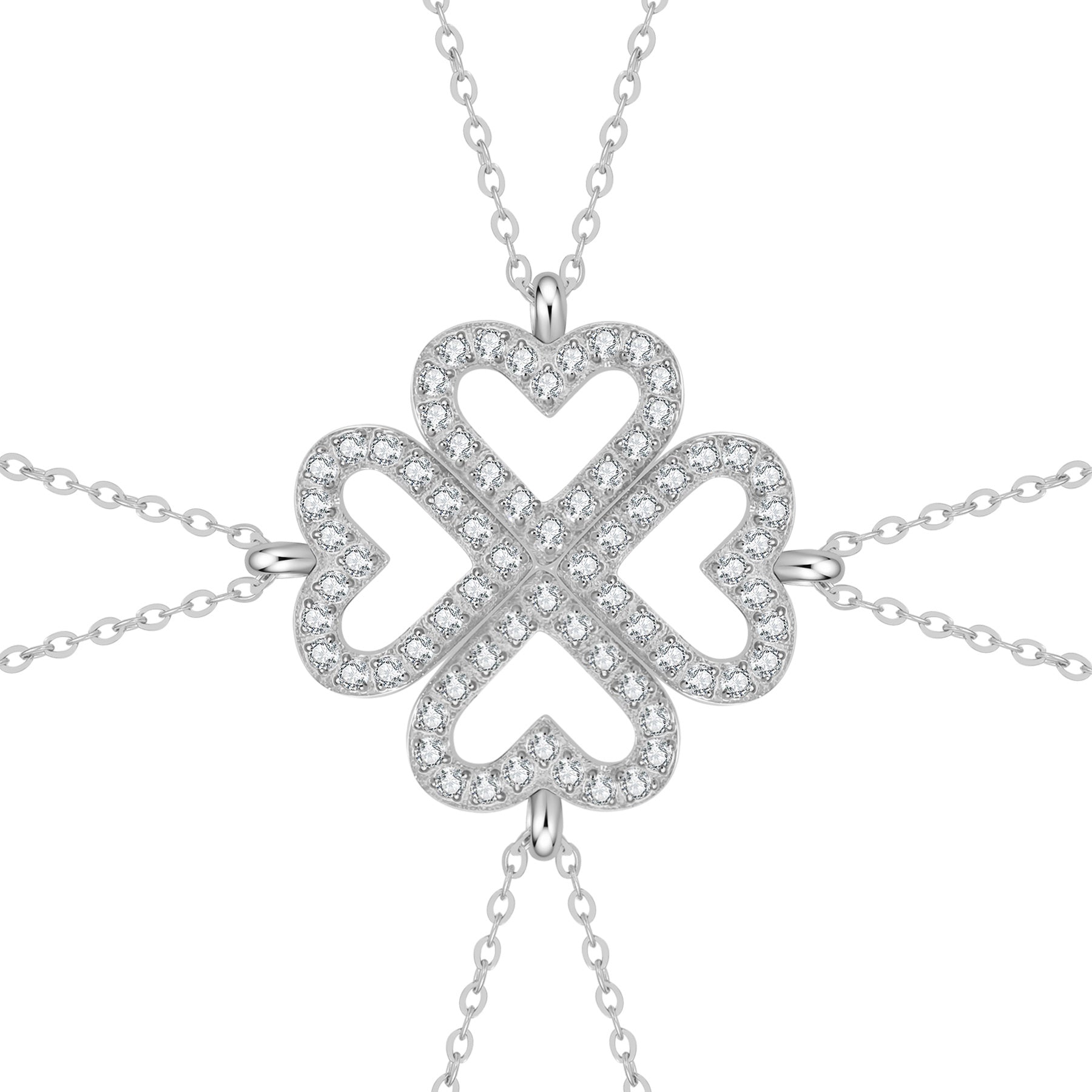 Bond Hearts Four Crystal Necklace Set Waterproof