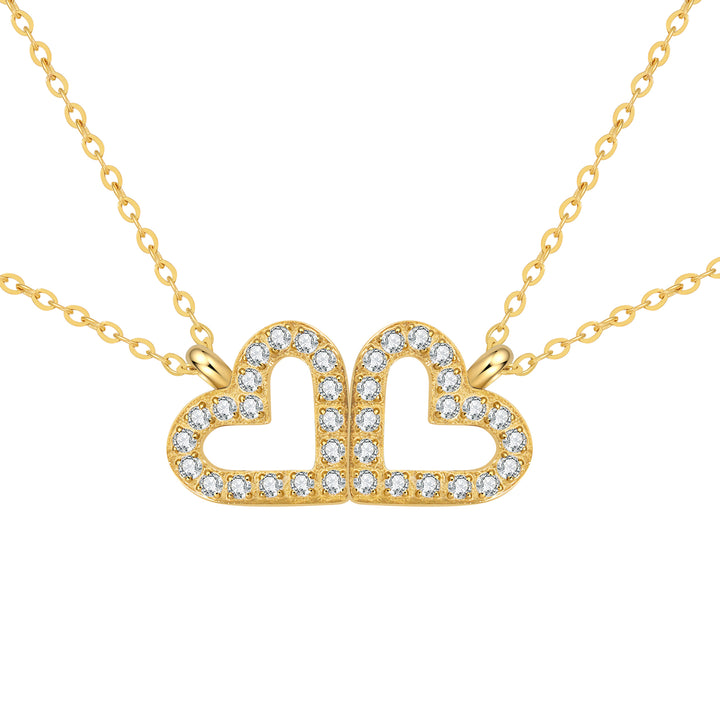 Bond Hearts Two Crystal Necklace Set Waterproof