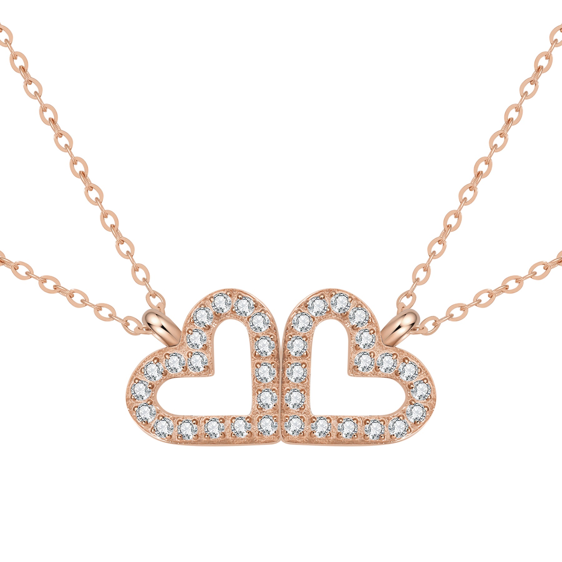 Bond Hearts Two Crystal Necklace Set Waterproof