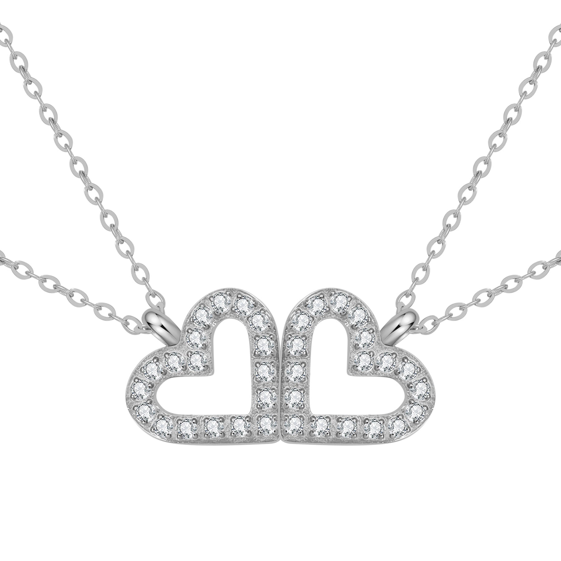 Bond Hearts Two Crystal Necklace Set Waterproof