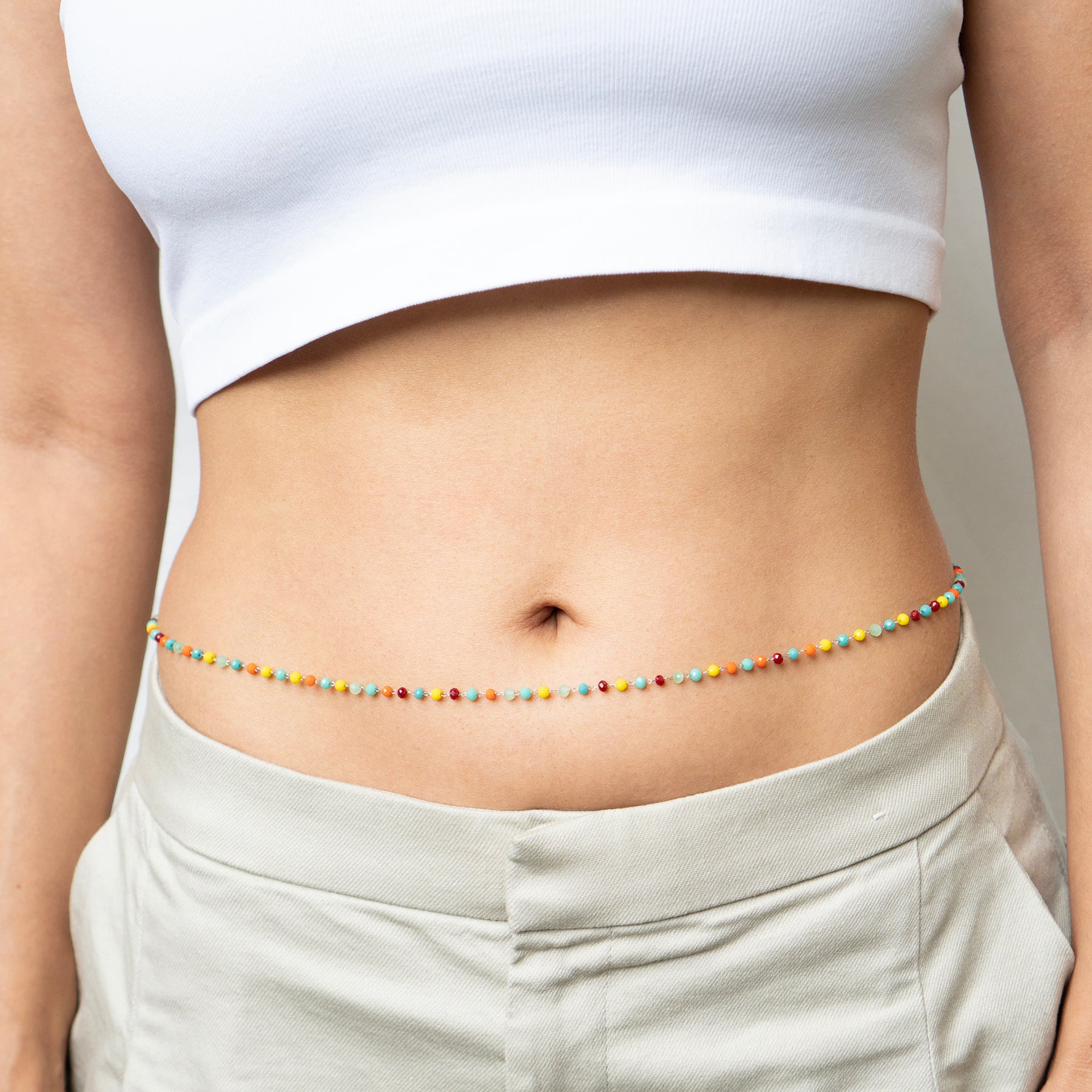 Bright Multicolor Bead Belly Chain Waterproof