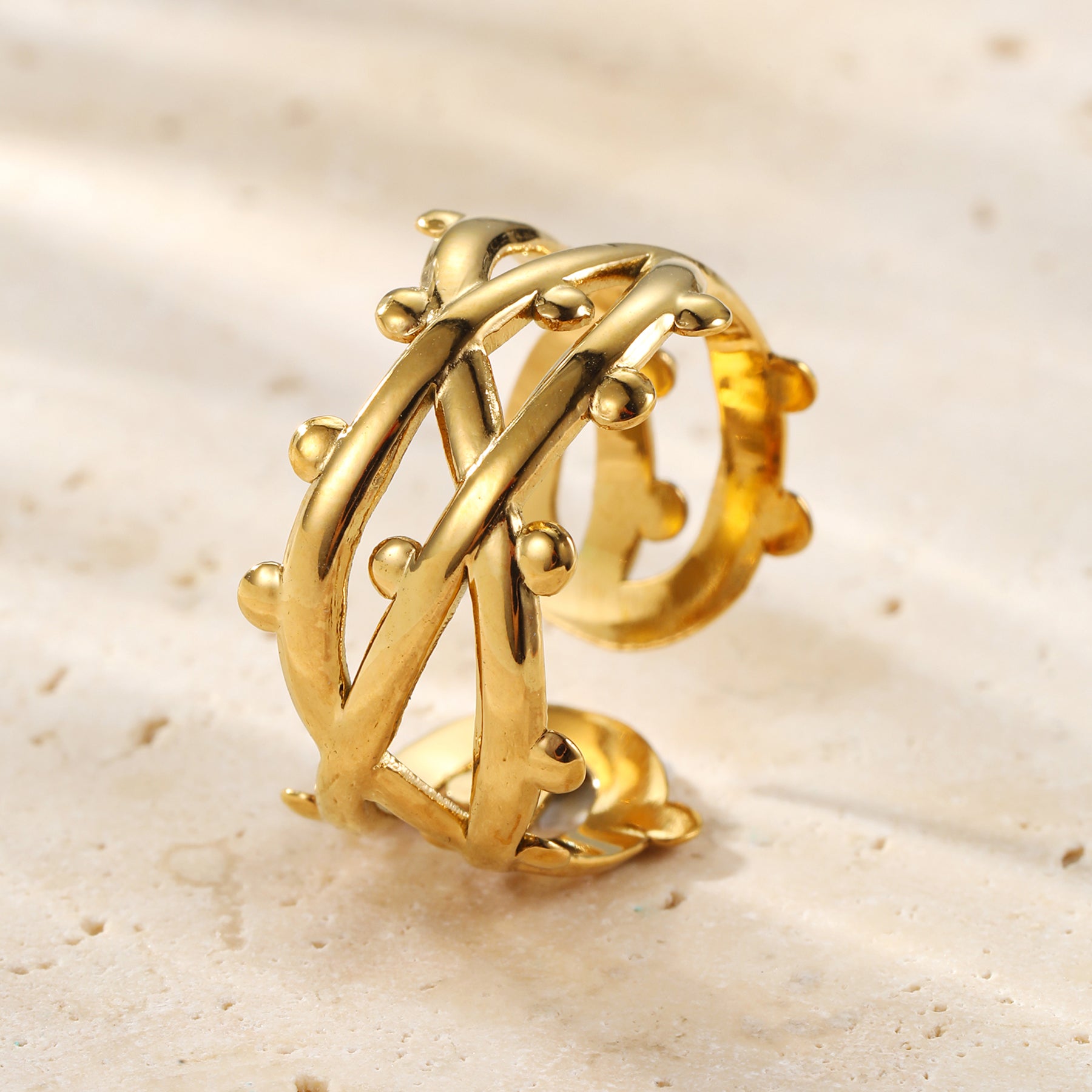 Gedrehter Bubble Open Ring – Wasserfest