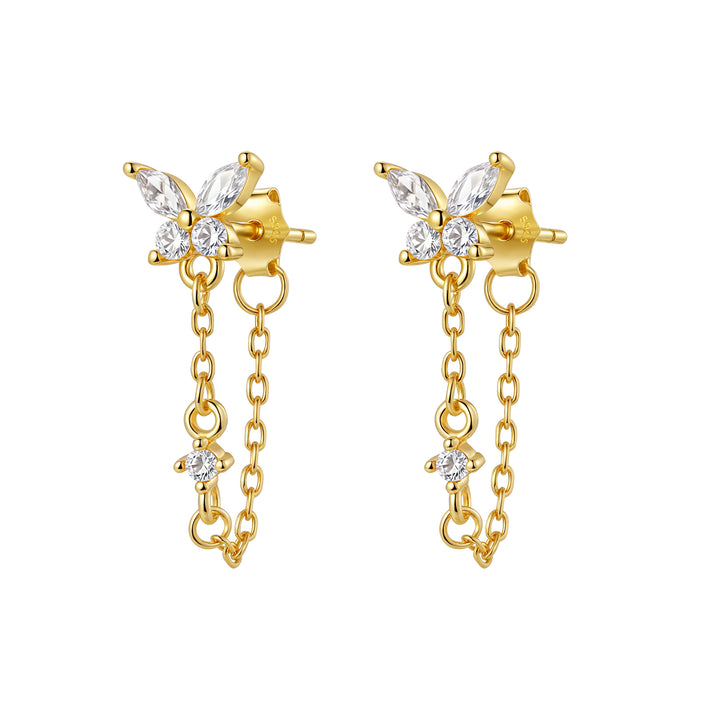 Butterfly Blossom Chain Earrings Sterling Silver