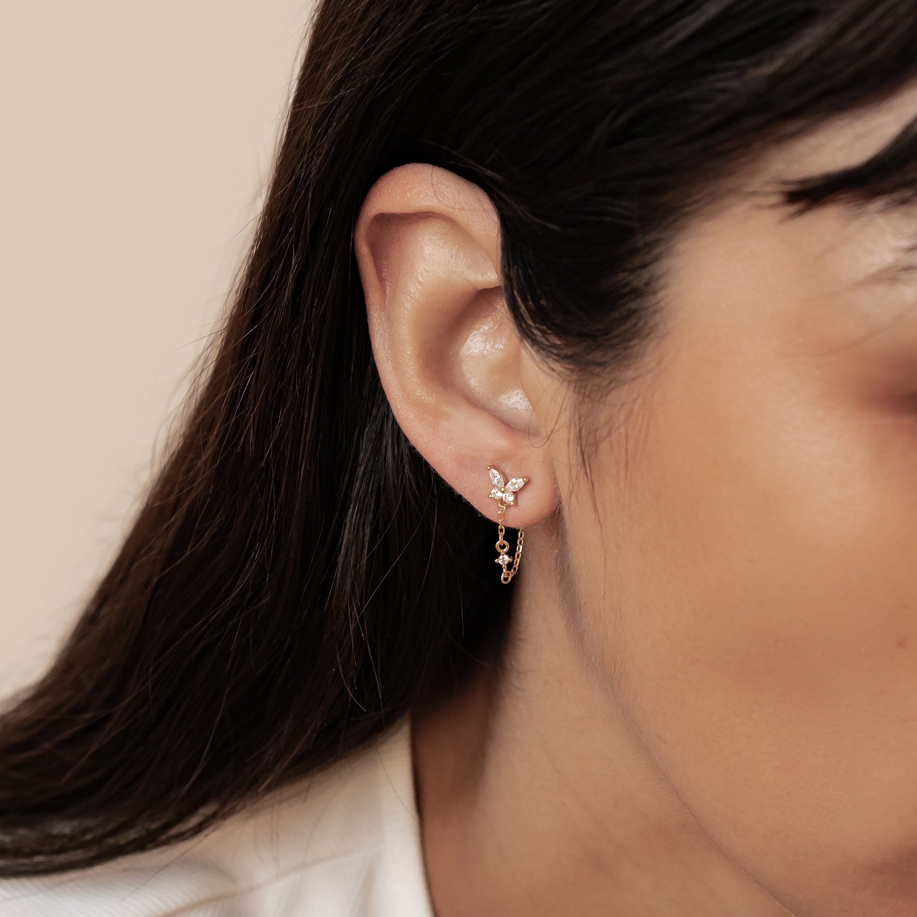 Boucles d’Oreilles Chaîne Papillon Blossom Argent Sterling