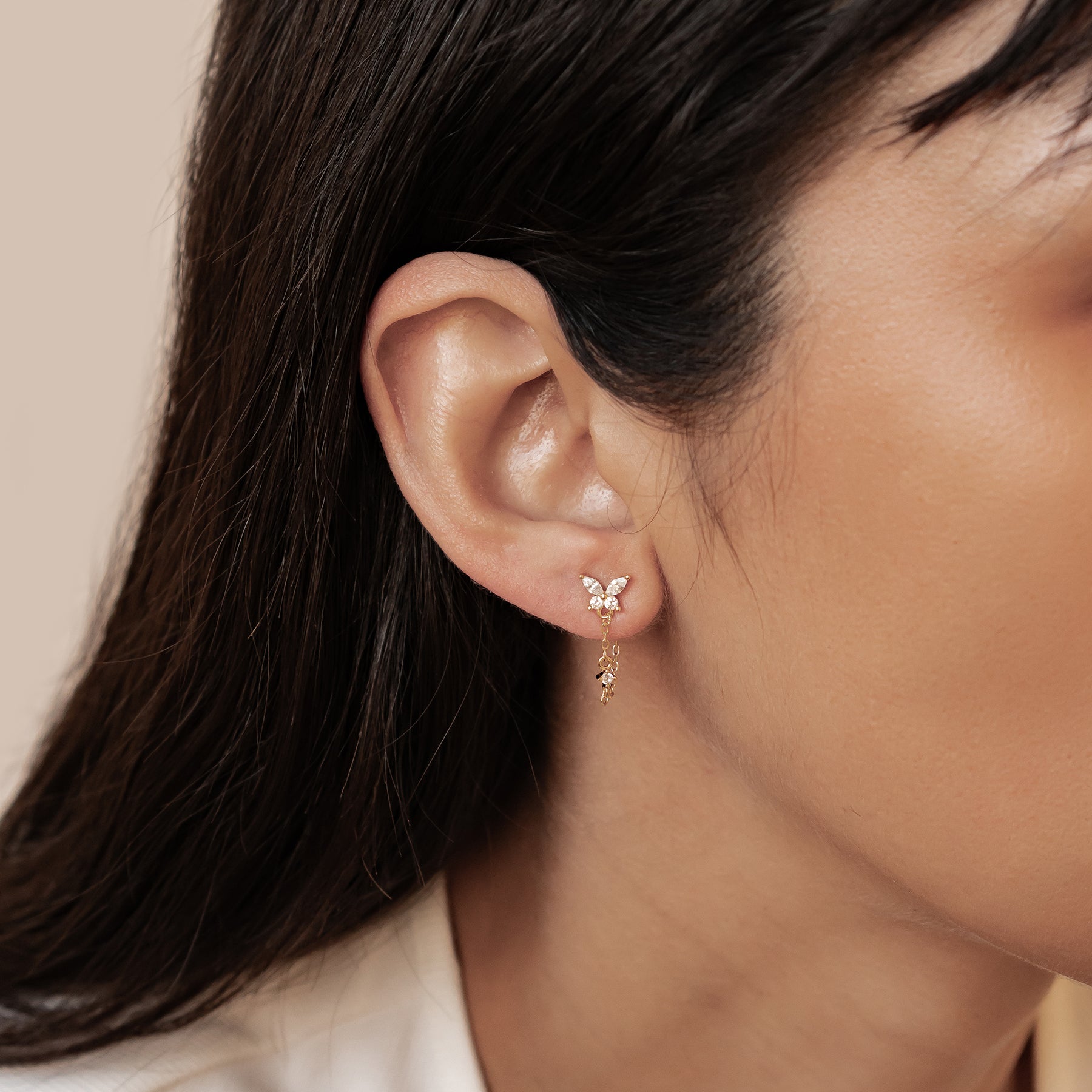 Boucles d’Oreilles Chaîne Papillon Blossom Argent Sterling