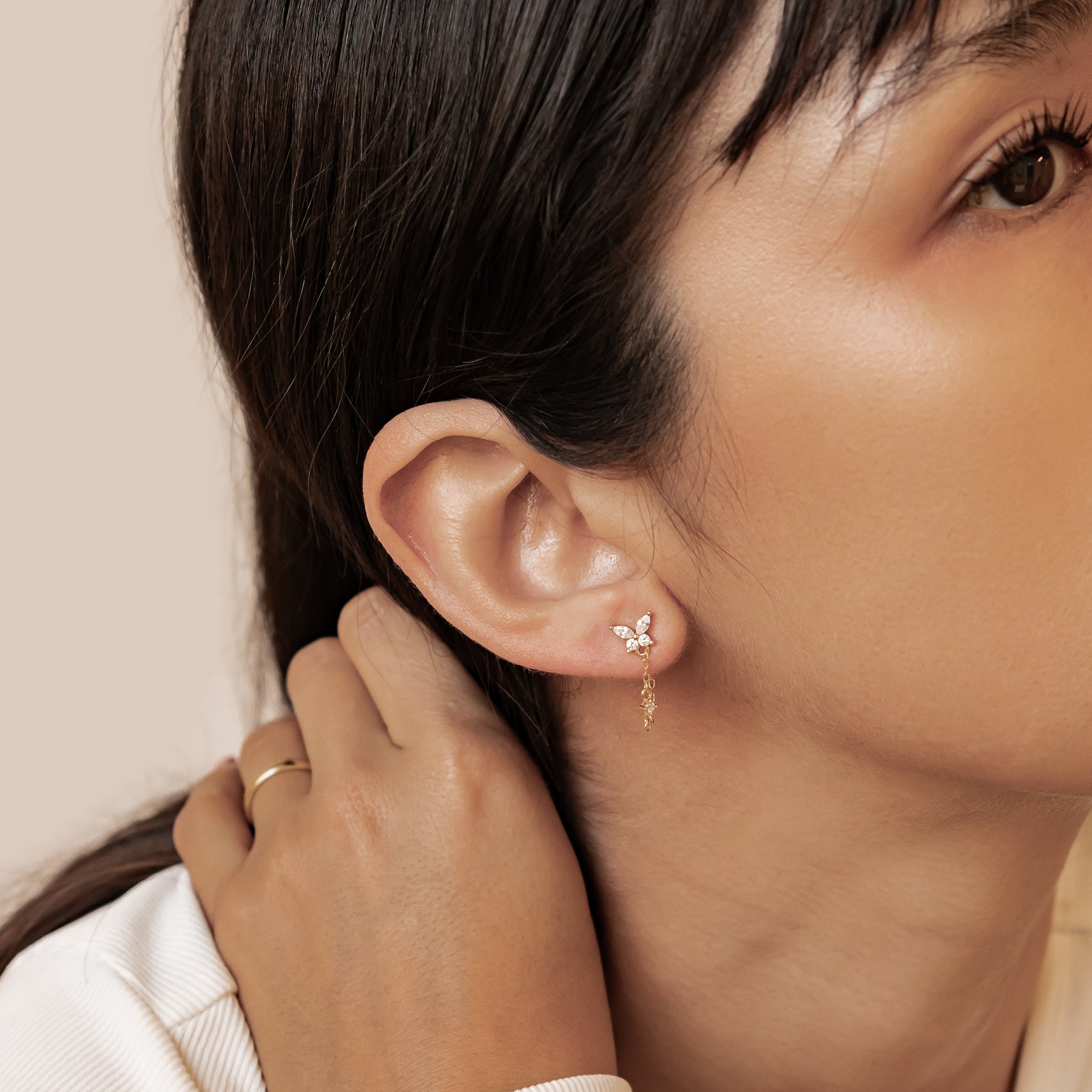 Boucles d’Oreilles Chaîne Papillon Blossom Argent Sterling