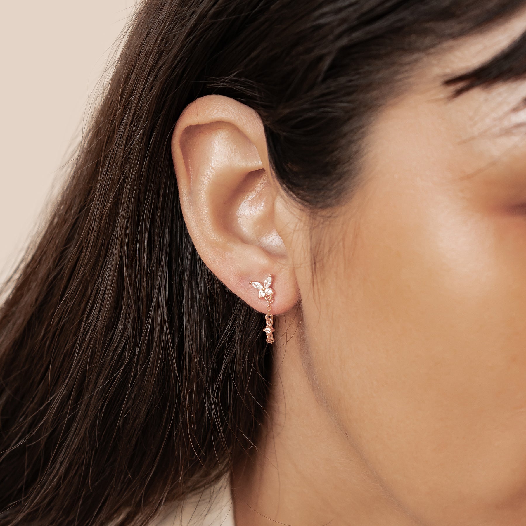 Boucles d’Oreilles Chaîne Papillon Blossom Argent Sterling