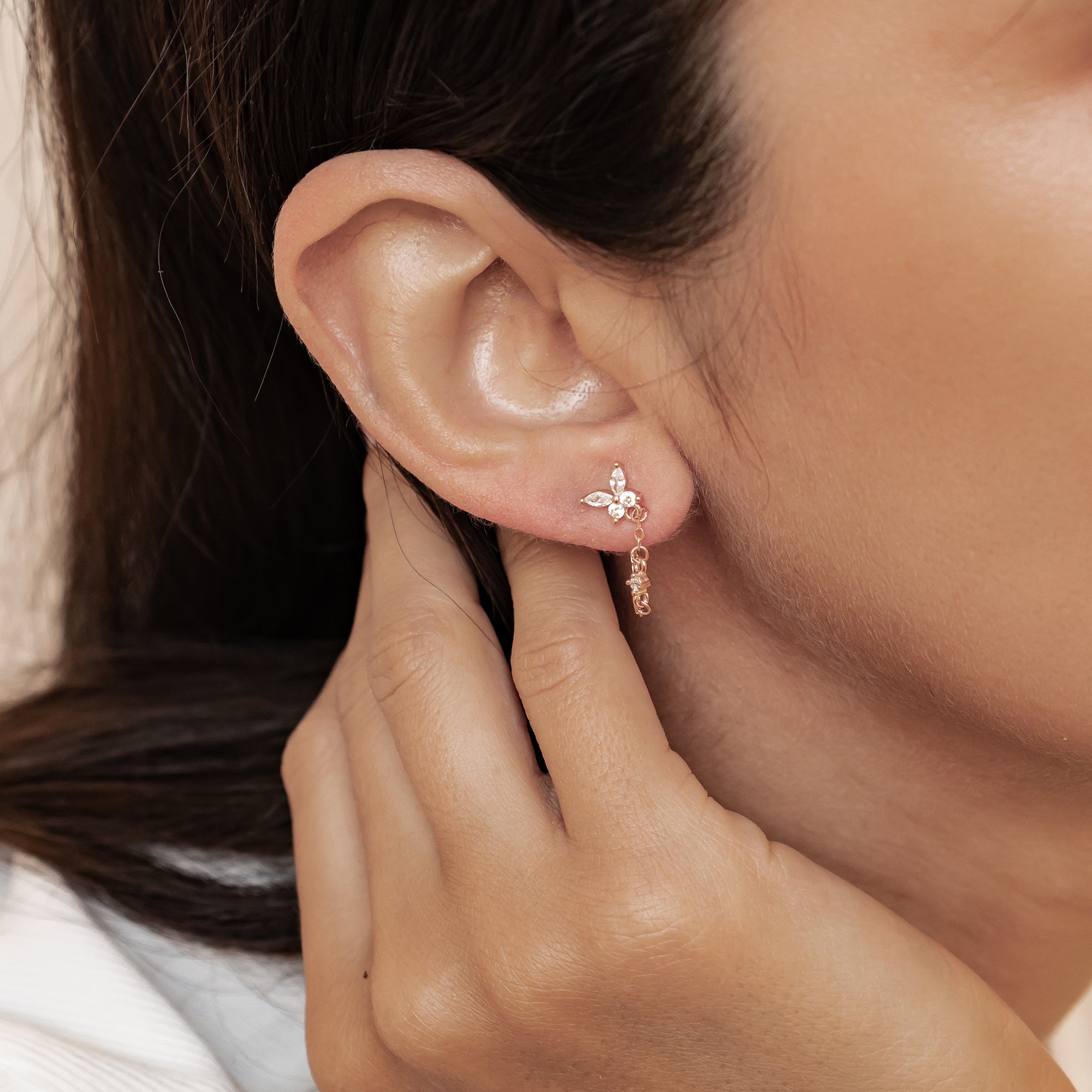 Boucles d’Oreilles Chaîne Papillon Blossom Argent Sterling