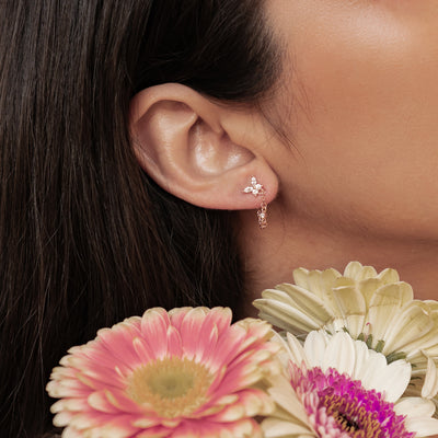 Schmetterlingsblüten-Ohrringe mit Ketten – Sterling Silber