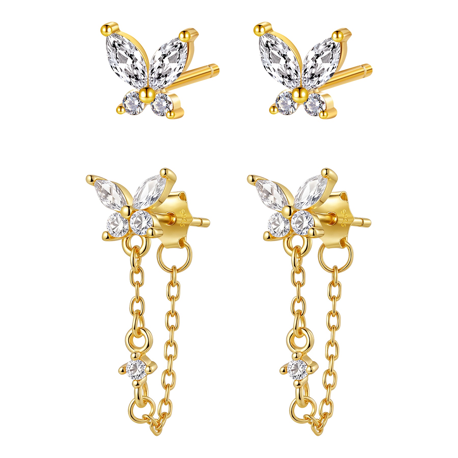 Butterfly Blossom Earrings Set Sterling Silver