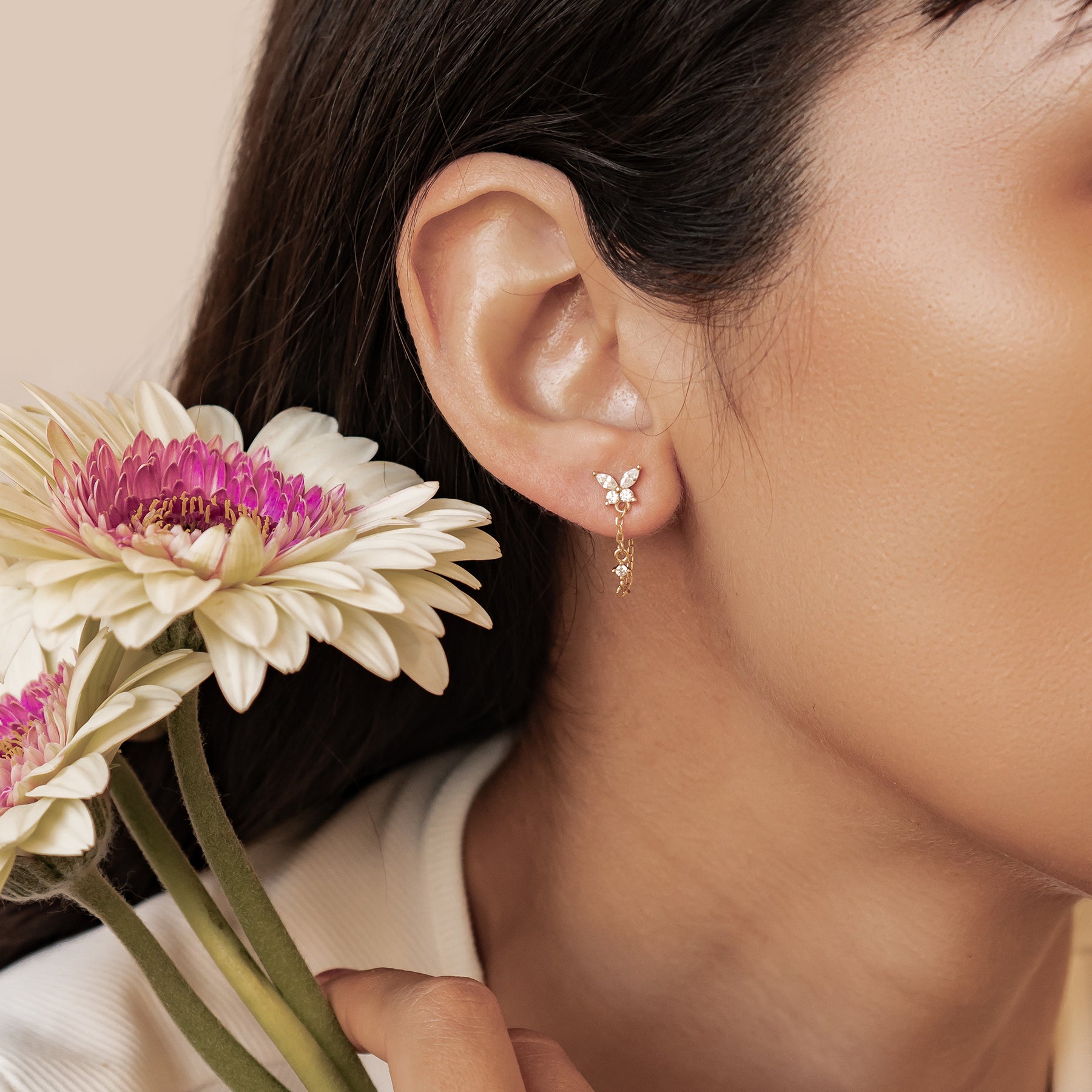 Schmetterling Blüten Ohrringe – Sterling Silber