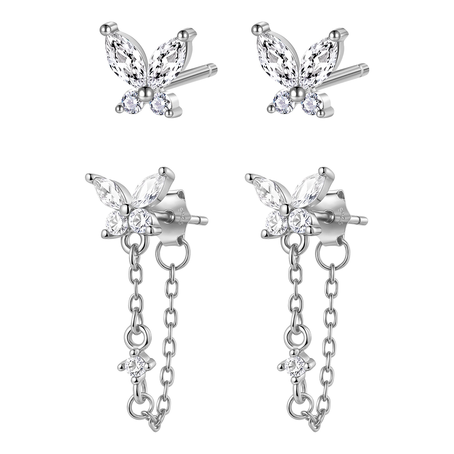 Butterfly Blossom Earrings Set Sterling Silver