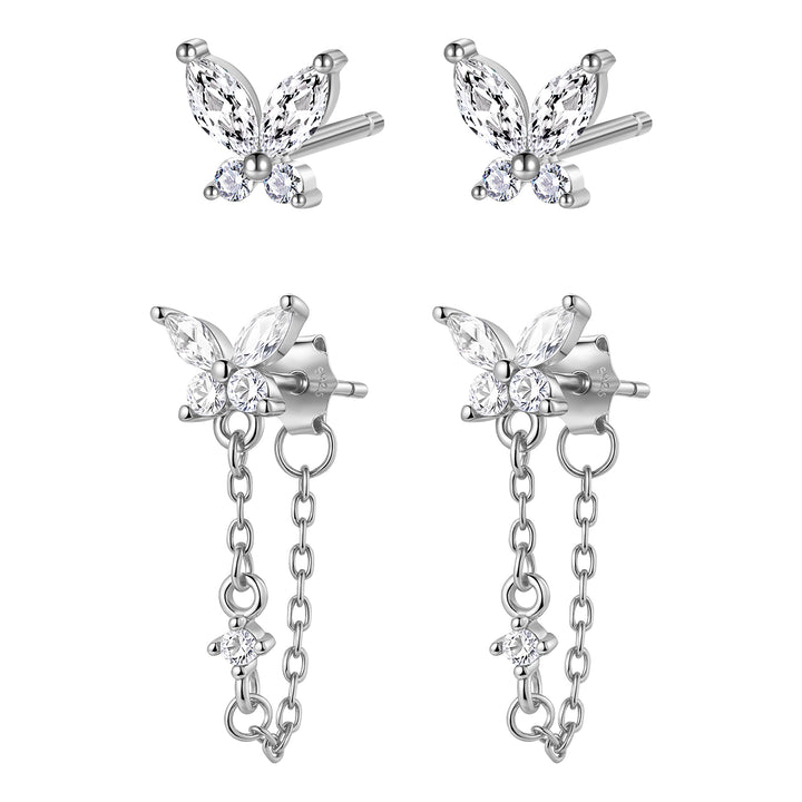 Schmetterling Blüten Ohrringe – Sterling Silber