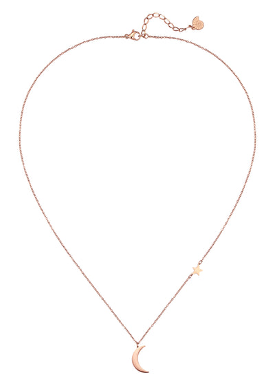 Moon and Star Necklace Rose Gold