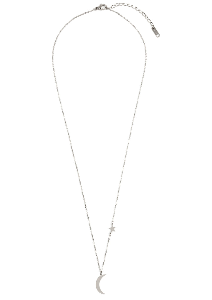 Collar con Colgante Estrella y Luna en Plata