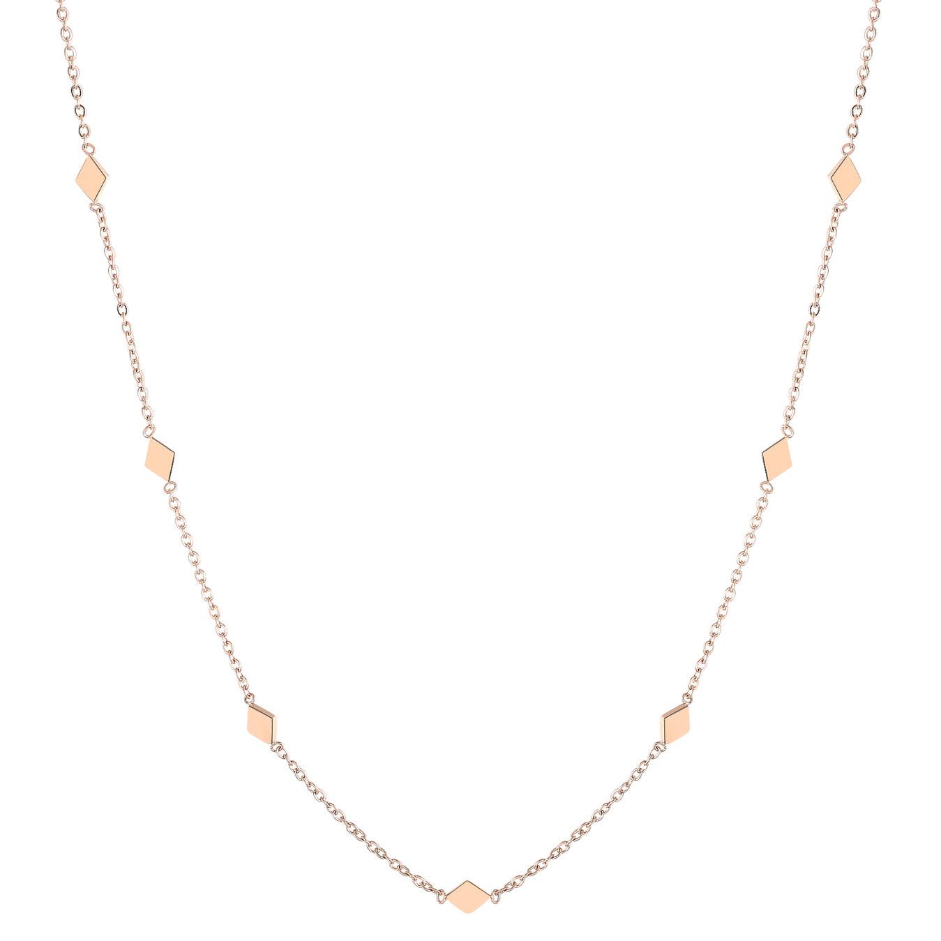 Collar Delicado de Dije Rombo en Oro Rosa
