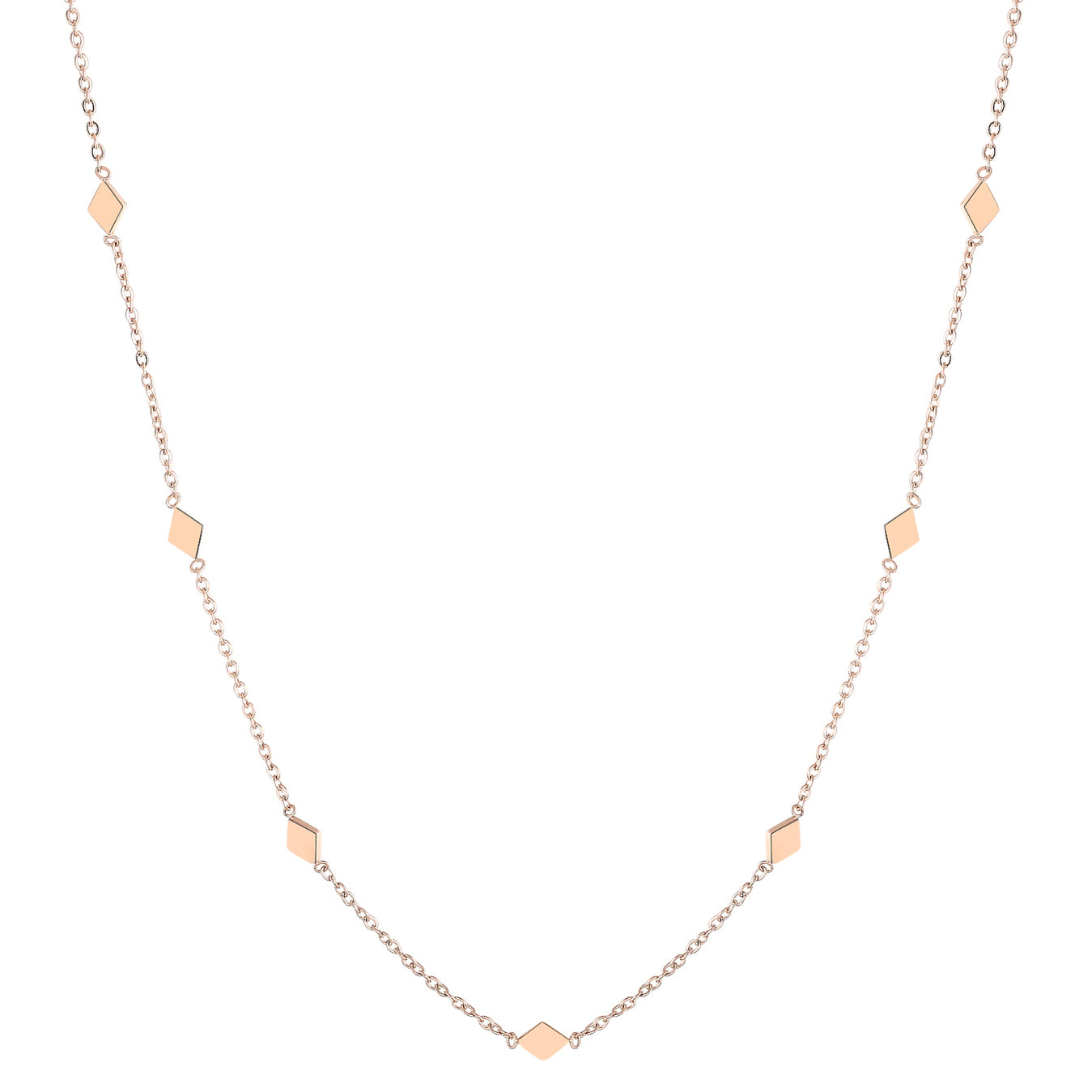 Rhombus Charm Delicate Necklace Rose Gold