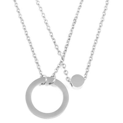 Circle Hoop Layered Pendant Necklace Silver