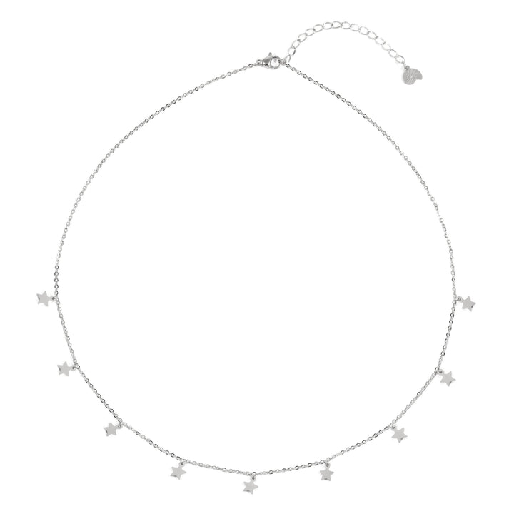 Multiple Star Charms Necklace Silver
