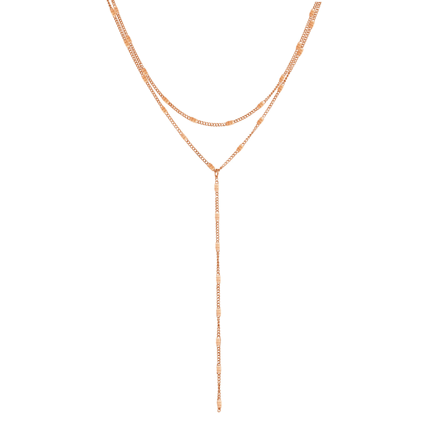 Layered Y Necklace Rose Gold