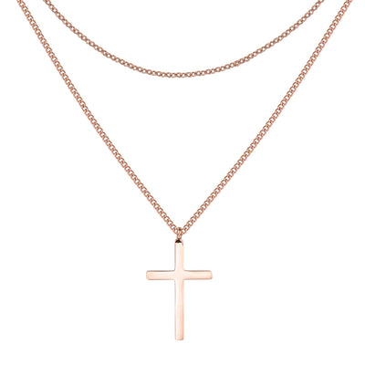 Collier Multi Rangs Croix en Or Rose