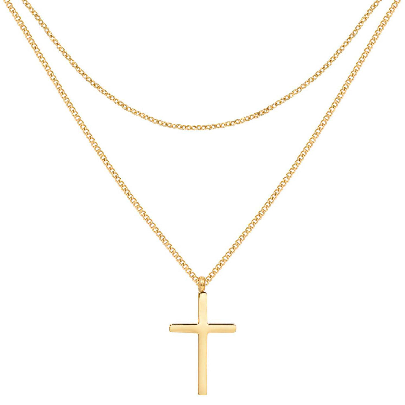 Men Layered Cross Necklace Waterproof
