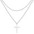 Collar a Capas con Cruz en Plata