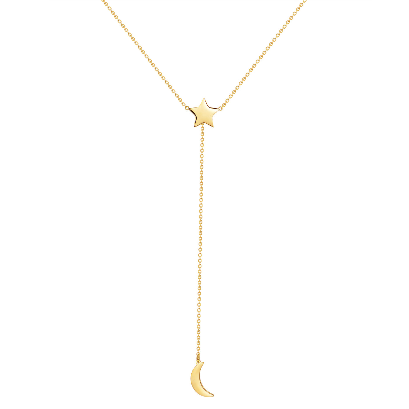 Star Moon Lariat Y Necklace Gold