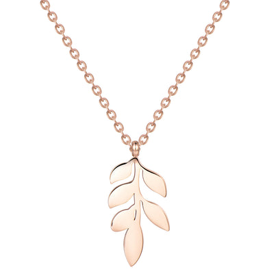 Collier Jolie Feuille en Or Rose