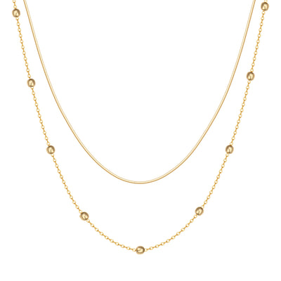 Collar de Cadena con Bolitas a Capas en Oro